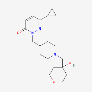 molecular formula C19H29N3O3 B2802524 6-Cyclopropyl-2-({1-[(4-hydroxyoxan-4-yl)methyl]piperidin-4-yl}methyl)-2,3-dihydropyridazin-3-one CAS No. 2097924-14-4