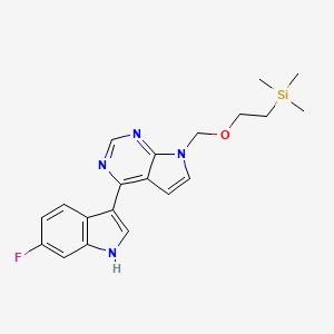 B2802531 6-fluoro-3-(7-{[2-(trimethylsilyl)ethoxy]methyl}-7H-pyrrolo[2,3-d]pyrimidin-4-yl)-1H-indole CAS No. 1802154-20-6
