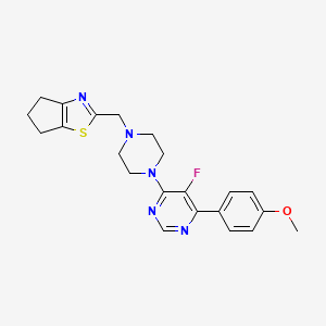 2-[[4-[5-Fluoro-6-(4-methoxyphenyl)pyrimidin-4-yl]piperazin-1-yl]methyl]-5,6-dihydro-4H-cyclopenta[d][1,3]thiazole