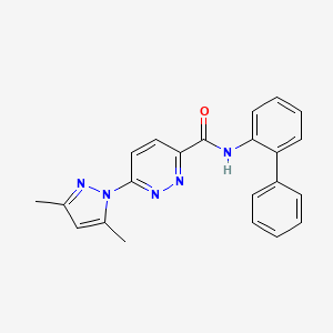 molecular formula C22H19N5O B2802558 N-([1,1'-联苯基]-6-(3,5-二甲基-1H-吡唑-1-基)吡啶并[3-氮杂-5-环己烷-1-基]甲酰胺 CAS No. 1351642-38-0