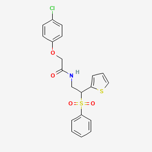 2-(4-chlorophenoxy)-N-(2-(phenylsulfonyl)-2-(thiophen-2-yl)ethyl)acetamide