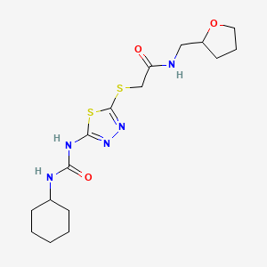 2-((5-(3-cyclohexylureido)-1,3,4-thiadiazol-2-yl)thio)-N-((tetrahydrofuran-2-yl)methyl)acetamide