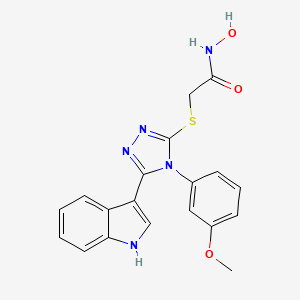molecular formula C19H17N5O3S B2802573 2-((5-(1H-indol-3-yl)-4-(3-methoxyphenyl)-4H-1,2,4-triazol-3-yl)thio)-N-hydroxyacetamide CAS No. 878065-40-8