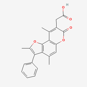 molecular formula C22H18O5 B2802587 (2,4,9-trimethyl-7-oxo-3-phenyl-7H-furo[2,3-f]chromen-8-yl)acetic acid CAS No. 853892-51-0