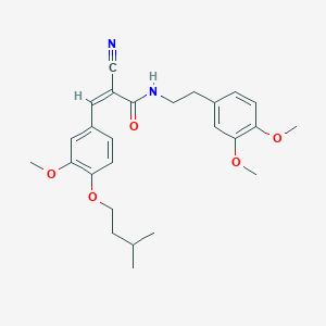 molecular formula C26H32N2O5 B2802592 (Z)-2-氰基-N-[2-(3,4-二甲氧基苯基)乙基]-3-[3-甲氧基-4-(3-甲基丁氧基)苯基]丙-2-烯酰胺 CAS No. 722473-05-4