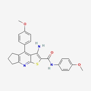 6-amino-N,8-bis(4-methoxyphenyl)-4-thia-2-azatricyclo[7.3.0.0^{3,7}]dodeca-1(9),2,5,7-tetraene-5-carboxamide