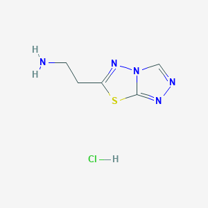 molecular formula C5H8ClN5S B2802598 2-{[1,2,4]三唑并[3,4-b][1,3,4]噻二唑-6-基}乙基胺盐酸盐 CAS No. 1216696-77-3