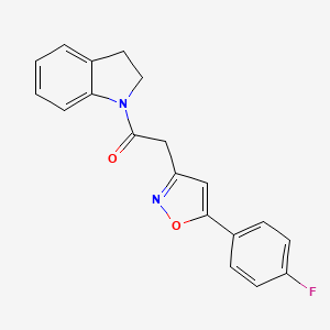 molecular formula C19H15FN2O2 B2802600 2-(5-(4-Fluorophenyl)isoxazol-3-yl)-1-(indolin-1-yl)ethanone CAS No. 953156-31-5