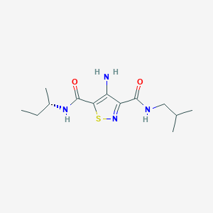 molecular formula C13H22N4O2S B2802605 4-amino-N~3~-isobutyl-N~5~-[(1S)-1-methylpropyl]isothiazole-3,5-dicarboxamide CAS No. 2185840-26-8