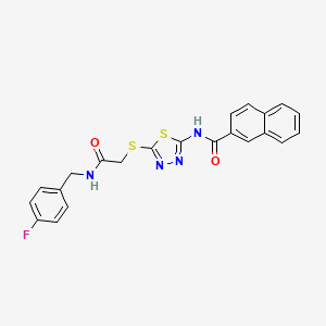 molecular formula C22H17FN4O2S2 B2802624 N-(5-((2-((4-氟苄基)氨基)-2-氧代乙基)硫代-1,3,4-噻二唑-2-基)-2-萘甲酰胺 CAS No. 868974-19-0