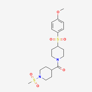 molecular formula C19H28N2O6S2 B2802633 (4-((4-Methoxyphenyl)sulfonyl)piperidin-1-yl)(1-(methylsulfonyl)piperidin-4-yl)methanone CAS No. 1448072-81-8