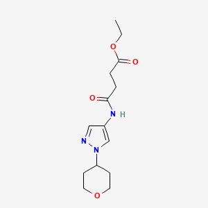 molecular formula C14H21N3O4 B2802635 乙酸4-氧代-4-((1-(四氢-2H-呋喃-4-基)-1H-吡唑-4-基)氨基)丁酸乙酯 CAS No. 1448065-63-1