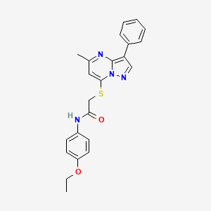 molecular formula C23H22N4O2S B2802636 N-(4-乙氧基苯基)-2-(5-甲基-3-苯基吡唑并[1,5-a]嘧啶-7-基)硫醚乙酰胺 CAS No. 850237-60-4