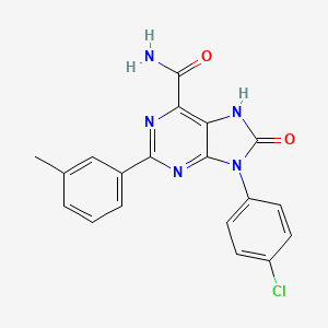 9-(4-chlorophenyl)-2-(3-methylphenyl)-8-oxo-8,9-dihydro-7H-purine-6-carboxamide