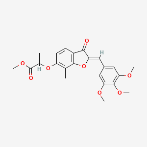 molecular formula C23H24O8 B2802644 (Z)-methyl 2-((7-methyl-3-oxo-2-(3,4,5-trimethoxybenzylidene)-2,3-dihydrobenzofuran-6-yl)oxy)propanoate CAS No. 859660-97-2
