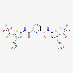 molecular formula C25H11F6N5O4S4 B2802654 N2,N6-双(4-(噻吩-2-基)-5-(2,2,2-三氟乙酰)噻唑-2-基)吡啶-2,6-二甲酰胺 CAS No. 392325-20-1