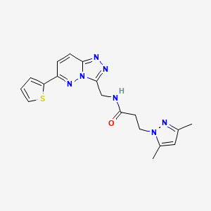 molecular formula C18H19N7OS B2802672 3-(3,5-dimethyl-1H-pyrazol-1-yl)-N-((6-(thiophen-2-yl)-[1,2,4]triazolo[4,3-b]pyridazin-3-yl)methyl)propanamide CAS No. 2034526-90-2