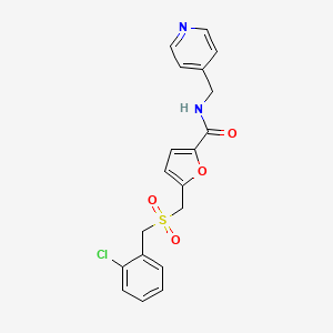 molecular formula C19H17ClN2O4S B2802673 5-(((2-chlorobenzyl)sulfonyl)methyl)-N-(pyridin-4-ylmethyl)furan-2-carboxamide CAS No. 1448128-00-4