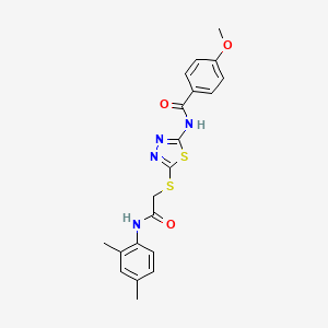 molecular formula C20H20N4O3S2 B2802676 N-(5-((2-((2,4-dimethylphenyl)amino)-2-oxoethyl)thio)-1,3,4-thiadiazol-2-yl)-4-methoxybenzamide CAS No. 392295-74-8