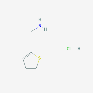 molecular formula C8H14ClNS B2802678 2-Methyl-2-thiophen-2-ylpropan-1-amine;hydrochloride CAS No. 2567496-83-5