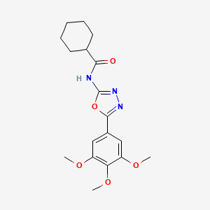 molecular formula C18H23N3O5 B2802683 N-(5-(3,4,5-三甲氧基苯基)-1,3,4-噁二唑-2-基)环己基甲酰胺 CAS No. 891118-67-5