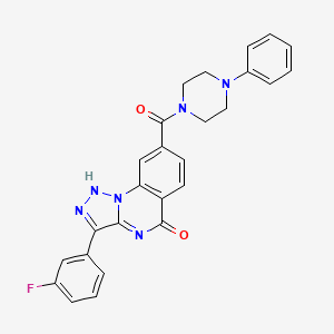 molecular formula C26H21FN6O2 B2802686 3-(3-fluorophenyl)-8-[(4-phenylpiperazin-1-yl)carbonyl][1,2,3]triazolo[1,5-a]quinazolin-5(4H)-one CAS No. 1031665-19-6