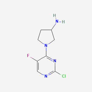 molecular formula C8H10ClFN4 B2802696 1-(2-Chloro-5-fluoropyrimidin-4-yl)pyrrolidin-3-amine CAS No. 1310558-47-4