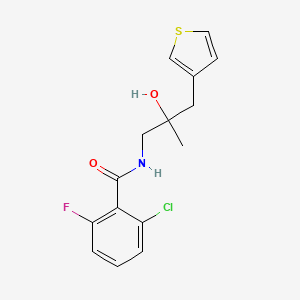 molecular formula C15H15ClFNO2S B2802704 2-chloro-6-fluoro-N-{2-hydroxy-2-[(thiophen-3-yl)methyl]propyl}benzamide CAS No. 2097867-34-8
