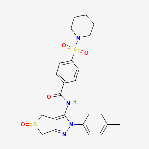 molecular formula C24H26N4O4S2 B2802706 N-(5-氧代-2-(对甲苯基)-4,6-二氢-2H-噻吩并[3,4-c]吡唑-3-基)-4-(哌啶-1-基磺酰)苯甲酰胺 CAS No. 1017691-60-9