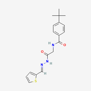 molecular formula C18H21N3O2S B2802713 (E)-4-(tert-butyl)-N-(2-oxo-2-(2-(thiophen-2-ylmethylene)hydrazinyl)ethyl)benzamide CAS No. 391877-87-5