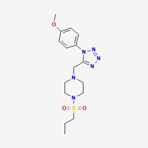 molecular formula C16H24N6O3S B2802725 1-((1-(4-methoxyphenyl)-1H-tetrazol-5-yl)methyl)-4-(propylsulfonyl)piperazine CAS No. 1040651-21-5