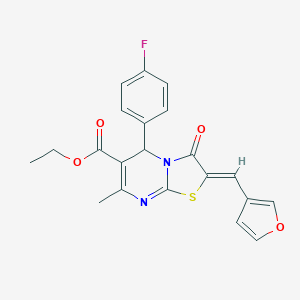 molecular formula C21H17FN2O4S B280273 ethyl 5-(4-fluorophenyl)-2-(3-furylmethylene)-7-methyl-3-oxo-2,3-dihydro-5H-[1,3]thiazolo[3,2-a]pyrimidine-6-carboxylate 