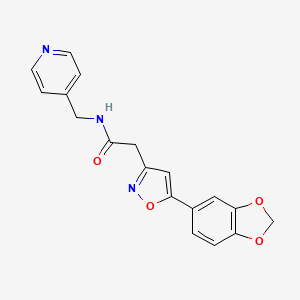 2-(5-(benzo[d][1,3]dioxol-5-yl)isoxazol-3-yl)-N-(pyridin-4-ylmethyl)acetamide