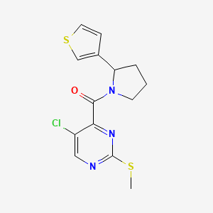 molecular formula C14H14ClN3OS2 B2802735 5-Chloro-2-(methylsulfanyl)-4-[2-(thiophen-3-yl)pyrrolidine-1-carbonyl]pyrimidine CAS No. 1223003-70-0