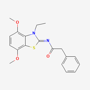 molecular formula C19H20N2O3S B2802747 N-(3-ethyl-4,7-dimethoxy-1,3-benzothiazol-2-ylidene)-2-phenylacetamide CAS No. 868370-89-2