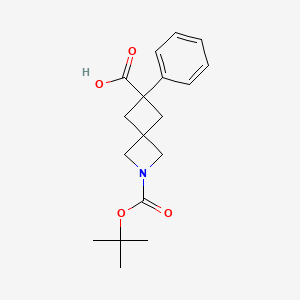 molecular formula C18H23NO4 B2802761 2-[(Tert-butoxy)carbonyl]-6-phenyl-2-azaspiro[3.3]heptane-6-carboxylic acid CAS No. 2219408-46-3