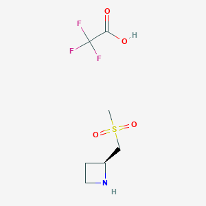 molecular formula C7H12F3NO4S B2802762 (2S)-2-(甲磺酰甲基)氮杂丙烷三氟乙酸 CAS No. 2171278-95-6
