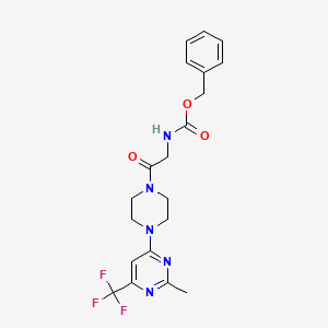 molecular formula C20H22F3N5O3 B2802774 Benzyl (2-(4-(2-methyl-6-(trifluoromethyl)pyrimidin-4-yl)piperazin-1-yl)-2-oxoethyl)carbamate CAS No. 2034345-09-8