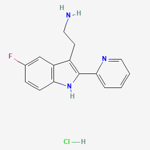 molecular formula C15H15ClFN3 B2802791 3-(2-氨乙基)-5-氟-2-吡啶-2-基-1H-吲哚盐酸盐 CAS No. 1049787-50-9