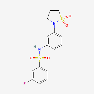 molecular formula C15H15FN2O4S2 B2802803 N-(3-(1,1-二氧代异噻唑啉-2-基)苯基)-3-氟苯甲磺酰胺 CAS No. 941974-75-0