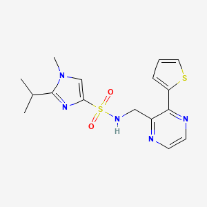molecular formula C16H19N5O2S2 B2802809 2-异丙基-1-甲基-N-((3-(噻吩-2-基)吡嘧啶-2-基)甲基)-1H-咪唑-4-磺酰胺 CAS No. 2034390-27-5