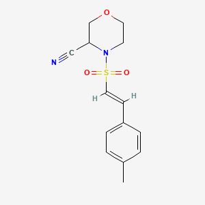 molecular formula C14H16N2O3S B2802812 4-[(E)-2-(4-Methylphenyl)ethenyl]sulfonylmorpholine-3-carbonitrile CAS No. 1436374-81-0