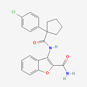 molecular formula C21H19ClN2O3 B2802817 3-(1-(4-Chlorophenyl)cyclopentanecarboxamido)benzofuran-2-carboxamide CAS No. 886949-39-9