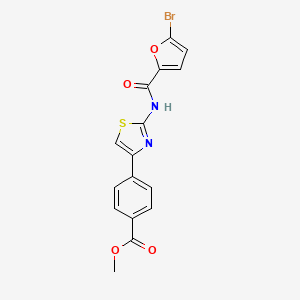 molecular formula C16H11BrN2O4S B2802827 甲酸-4-(2-(5-溴呋喃-2-甲酰胺)噻唑-4-基)苯甲酸酯 CAS No. 1170832-44-6
