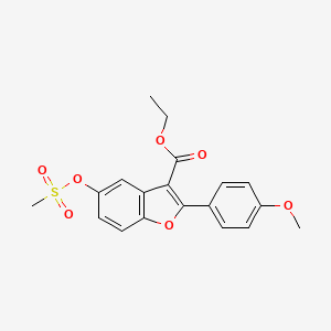 molecular formula C19H18O7S B2802834 乙酸2-(4-甲氧基苯基)-5-((甲磺酰氧)氧基)苯并呋喃-3-羧酯 CAS No. 384359-44-8