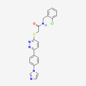 molecular formula C22H18ClN5OS B2802844 2-((6-(4-(1H-imidazol-1-yl)phenyl)pyridazin-3-yl)thio)-N-(2-chlorobenzyl)acetamide CAS No. 898446-03-2