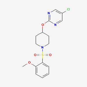 molecular formula C16H18ClN3O4S B2802846 5-Chloro-2-{[1-(2-methoxybenzenesulfonyl)piperidin-4-yl]oxy}pyrimidine CAS No. 2415601-85-1