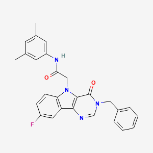 molecular formula C27H23FN4O2 B2802848 2-(3-benzyl-8-fluoro-4-oxo-3H-pyrimido[5,4-b]indol-5(4H)-yl)-N-(3,5-dimethylphenyl)acetamide CAS No. 1189504-49-1