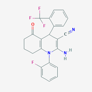 molecular formula C23H17F4N3O B280285 2-Amino-1-(2-fluorophenyl)-5-oxo-4-[2-(trifluoromethyl)phenyl]-1,4,5,6,7,8-hexahydro-3-quinolinecarbonitrile 