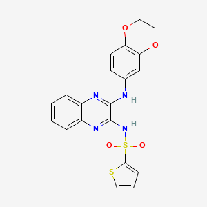 molecular formula C20H16N4O4S2 B2802850 N-[3-(2,3-dihydro-1,4-benzodioxin-6-ylamino)quinoxalin-2-yl]thiophene-2-sulfonamide CAS No. 325831-85-4